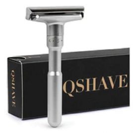 QShave Adjustable Safety Razor, 1-6 Settings 5 blades Included
